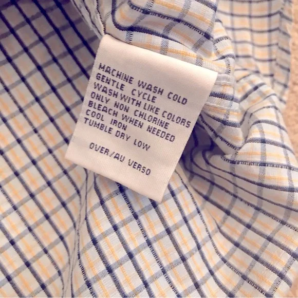 Nautica Mens Short Sleeve Camp Shirt Size XXL Blue Yellow Checker Stripe Cotton - Picture 7 of 8